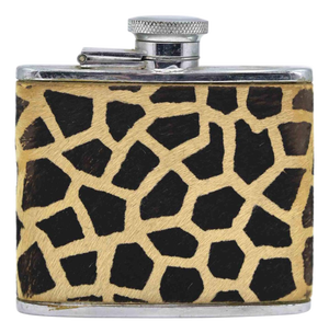 Vintage Metal and Fabric Liquor Flask with Leopard Motifs, 1970s