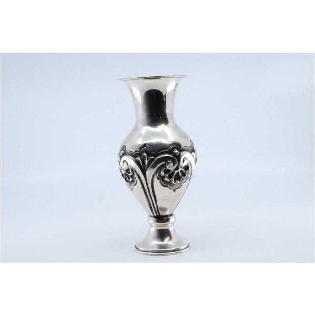 Silver Vase with Reliefs and Circular Base For Sale - Image 9 of 11