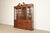 English Henredon Georgian Carved Mahogany Lighted Breakfront Bookcase Cabinet For Sale - Image 3 of 17