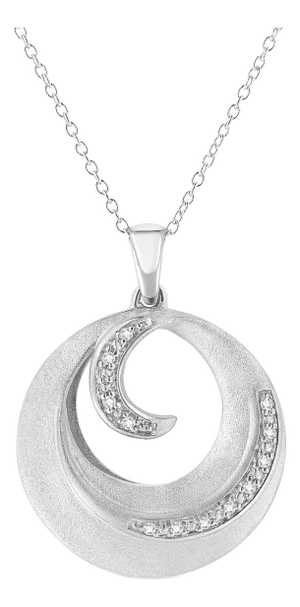 .925 Sterling Silver Pave-Set Diamond Accent Fashion Circle 18" Pendant Necklace