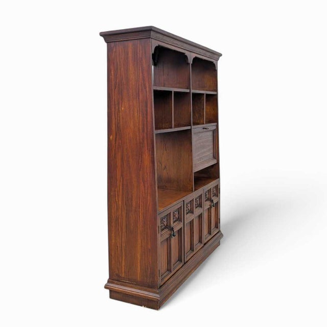 Mid-Century Modern Vintage Freestanding Wall Unit – Wooden Room Divider, Storage Shelf, Antique Display Cabinet, Multi-Function Bookcase For Sale - Image 3 of 18