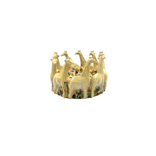 Contemporary Postmodern Giraffe Ceramic Centerpiece or Vide Poche from ND Dolfi Montelupo Italy, 1990s For Sale - Image 3 of 18