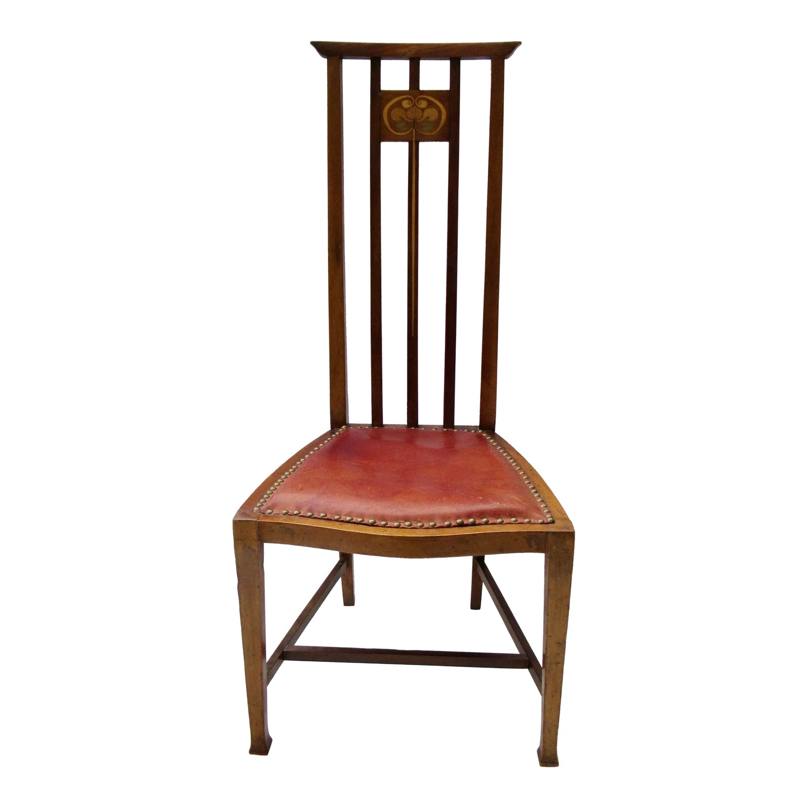 Circa 1890s-1910 Austrian Art Nouveau Hand-Carved High Back Leather ...