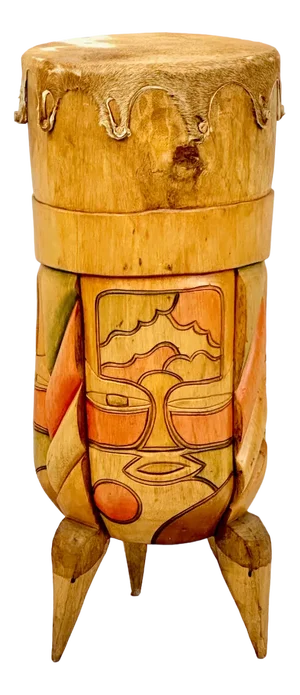 African Carved Wooden Zulu Swazi Drum, 1980s