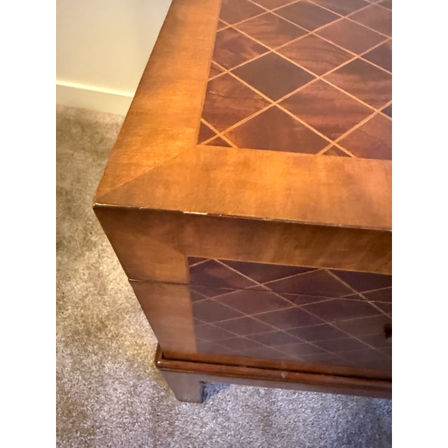 English Vintage Maitland-Smith Mahogany Parquetry Box Table For Sale - Image 3 of 14