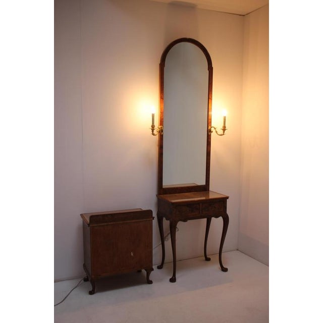 Art Deco Burr Walnut Vanity with Mirror and Cabinet, Czechoslovakia, 1920s, Set of 3 For Sale - Image 16 of 18