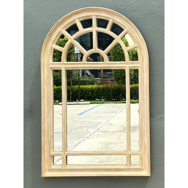 Wood Vintage Arched Wood and Mirrored Glass Mirror For Sale - Image 7 of 12