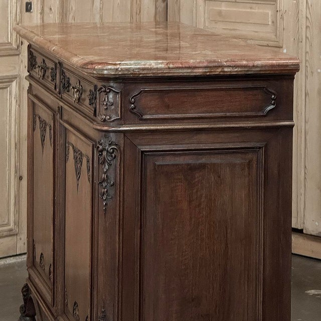Antique Country French Louis XIV Walnut Marble Top Buffet For Sale - Image 12 of 18