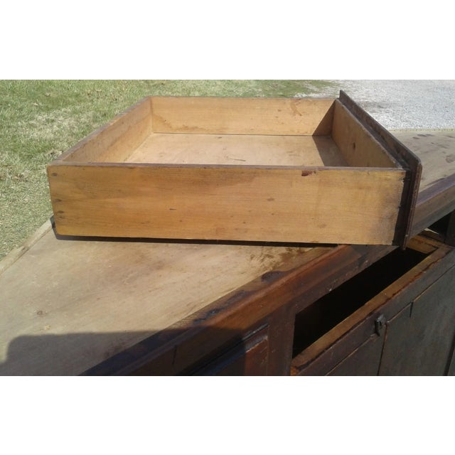 Wood 1850s Two Piece Poplar Blind Door Corner Cabinet Cupboard W Orginal Alligator Finish For Sale - Image 7 of 12