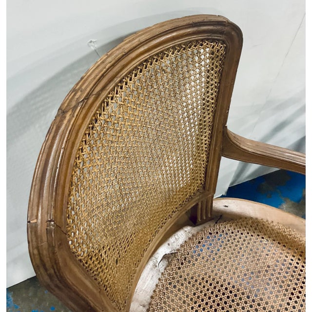 Wood Antique Late 19th Century French Caned Arm Chairs Pair For Sale - Image 7 of 12