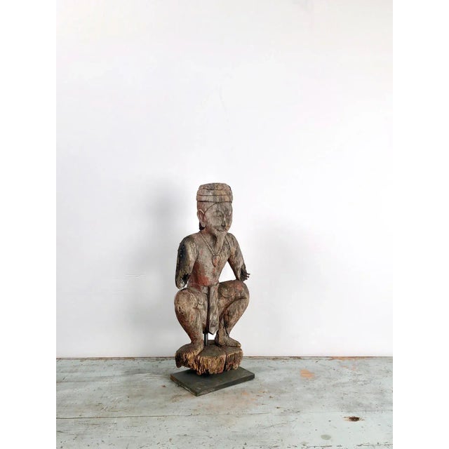 1900s Southeast Asian Drummer Carving For Sale - Image 4 of 5