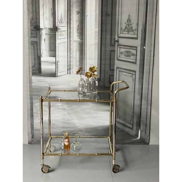 Vintage Golden Bar Cart For Sale - Image 4 of 6