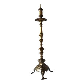 Large Baroque Style Bronze Candlestick Two-Light Table Lamp For Sale