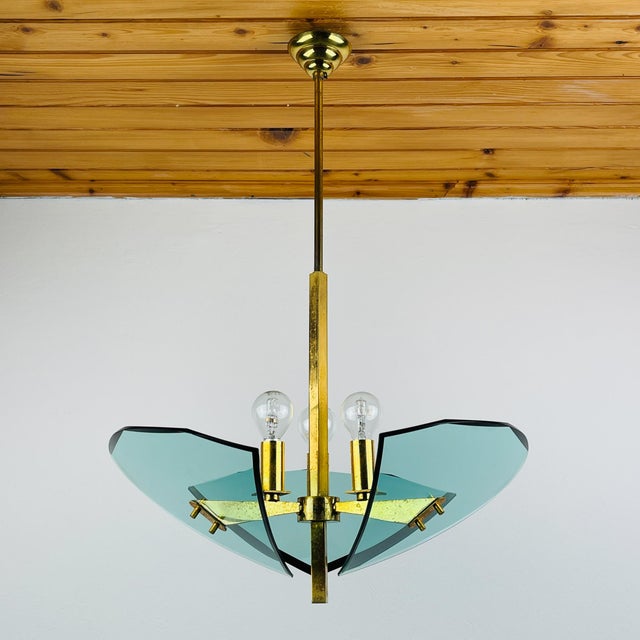 Mid-Century Modern Vintage Art Glass Pendant Lamp from Fontana Arte, Italy, 1950s For Sale - Image 3 of 13