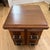 Wood Antique Oak Countertop Sewing Cabinet With Applied Burled Wood Drawer Fronts For Sale - Image 7 of 12