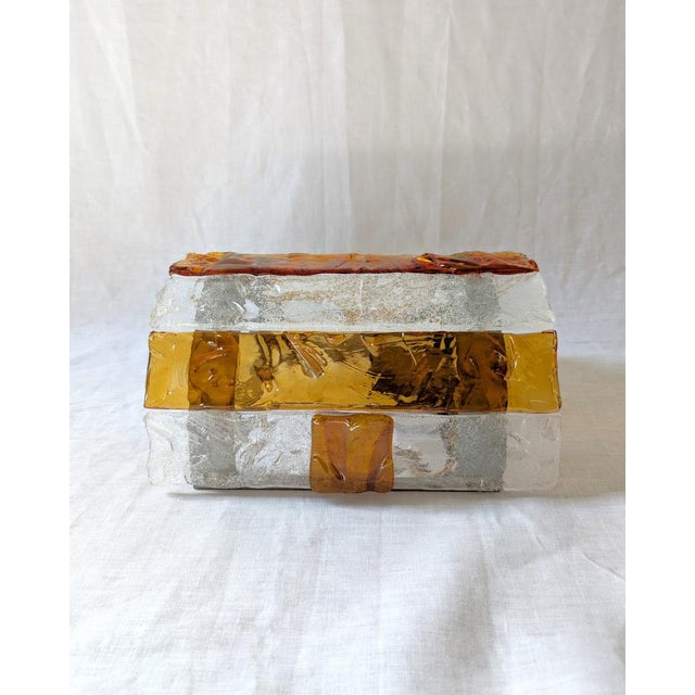 Amber Striped Murano Glass Wall Sconce attributed to AV Mazzega, 1970s For Sale - Image 9 of 14
