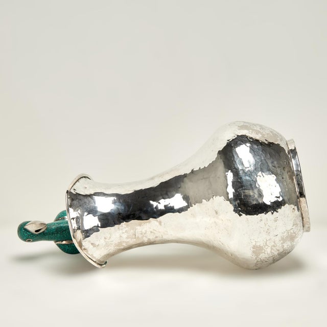 Late 20th Century Large Mid Century Los Castillos Silver on Copper Pitcher With a Parrot Handle For Sale - Image 9 of 12