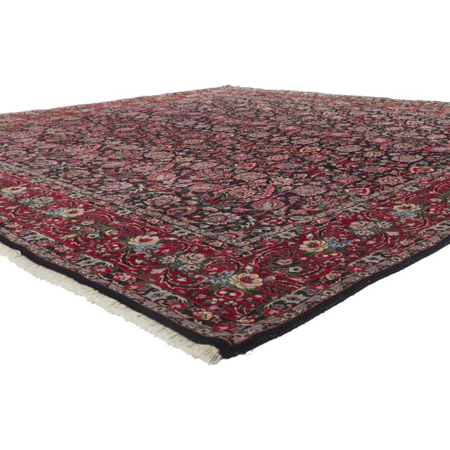 Vintage Persian Tekab Bijar Rug with All-Over Design 09'11 x 10'01. With its dark, yet vibrant color palette and...