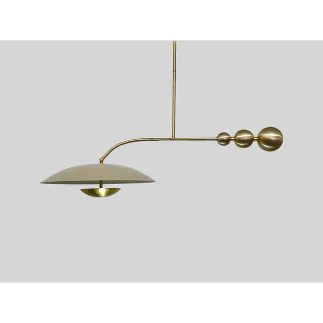 Mid-Century Modern Modern Slate Color Brass Handmade Chandelier For Sale - Image 3 of 4