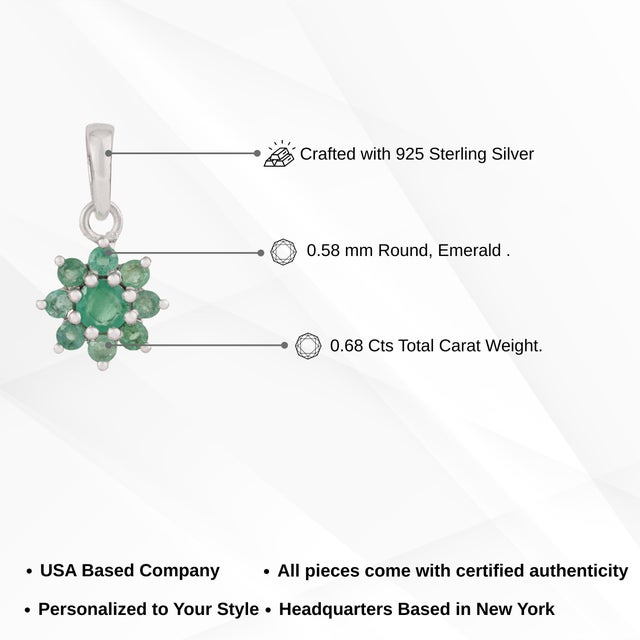 Botanical Floral 925 Silver Emerald Cluster Charm Pendant for Her by Carat&Her For Sale - Image 10 of 13