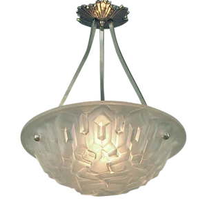 1930s Art Deco Era Frosted Glass French Lighting Bowl by Degué