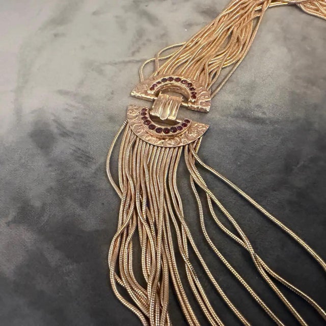 Metal 2010s High Quality Costume Jewelry Gilt Metal Italian Multi-Strand Necklace For Sale - Image 7 of 17