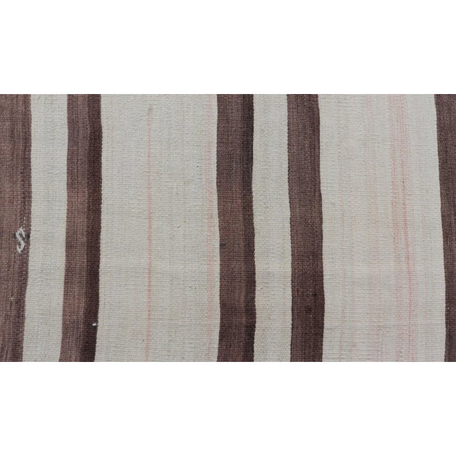 Mid 20th Century Vintage Turkish Flat-Weave Muted Colored Kilim in Taupe Brown and Cream For Sale - Image 10 of 12