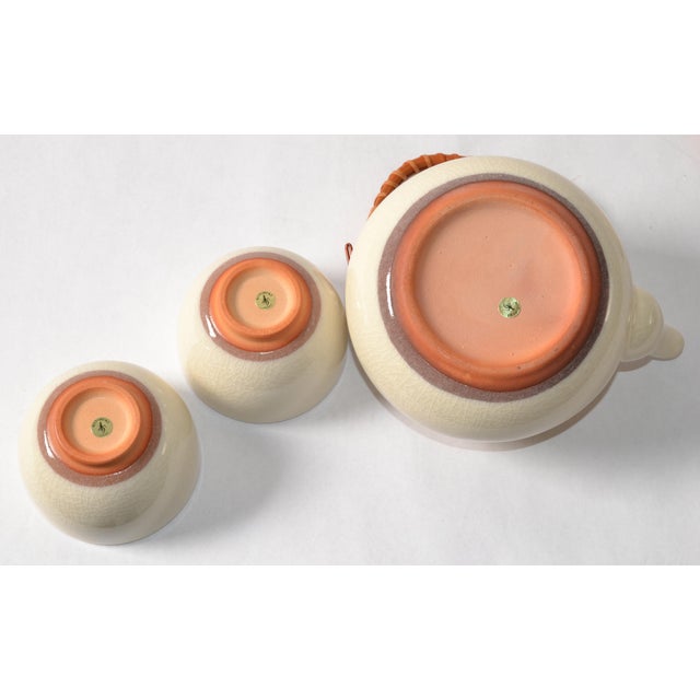 Vintage Japanese Tea Handmade Stoneware Ceramic Kotobuki - Set of 3 For Sale - Image 13 of 15