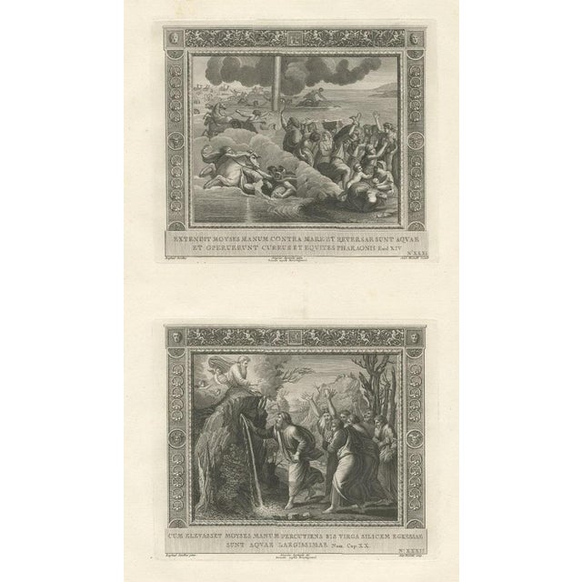 Mochetti after Raphael, Religious Illustration of Moses Making Water & the Crossing of the Red Sea, 1850, Print For Sale - Image 3 of 6