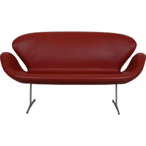 Swan Sofa in Red Leather by Arne Jacobsen