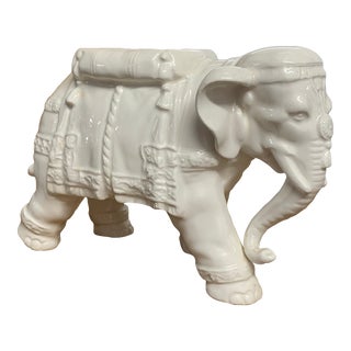 Small Vintage Porcelain Blanc De Chine Elephant Figurine Planter For Sale