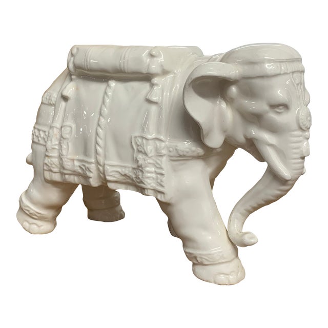 Small Vintage Porcelain Blanc De Chine Elephant Figurine Planter For Sale