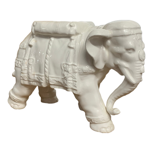 Small Vintage Porcelain Blanc De Chine Elephant Figurine Planter