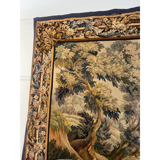 Textile Aubusson Large Wall Hanging Verdure Tapestry France For Sale - Image 7 of 12