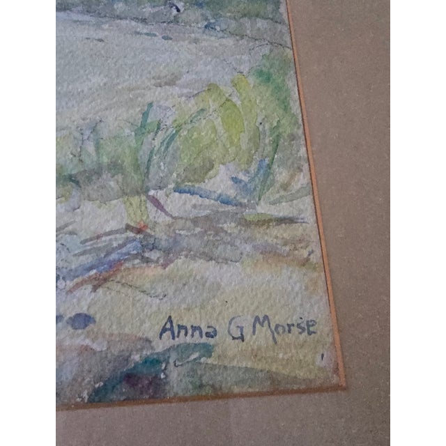 Sky Blue Vintage Mid Century Signed Impressionist Wc Painting Beach For Sale - Image 8 of 9
