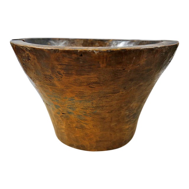 Vintage Wooden Bowl Carved Out of a Tree Trunk For Sale