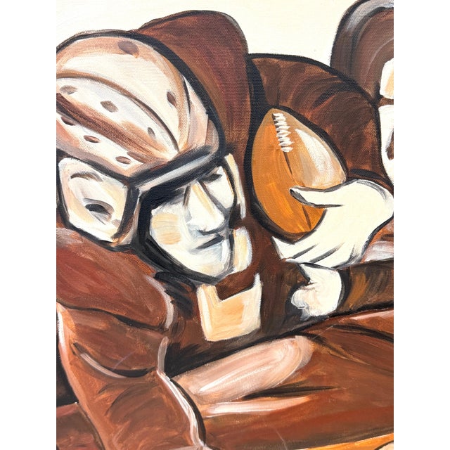 “The Pile-Up: 1930s Football”Mid-Century Oil on Canvas by T. Byrne, 30" x 48" For Sale In West Palm - Image 6 of 18
