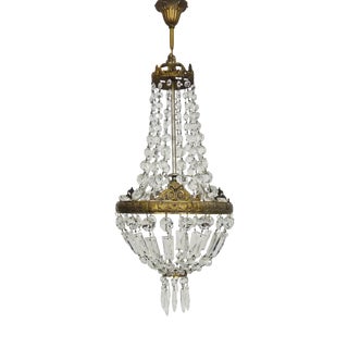 Antique Italian Hot Air Balloon Chandelier with Glass Pendants. 1950s-1960s For Sale
