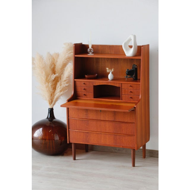 Brown Vintage Scandinavian Teak Secretary, Denmark, 1960s For Sale - Image 8 of 18