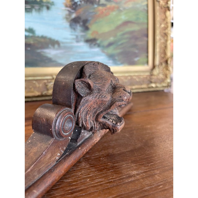 Antique Hand-Carved Wooden Architectural Fragment With Lion Head Motif For Sale In Seattle - Image 6 of 9
