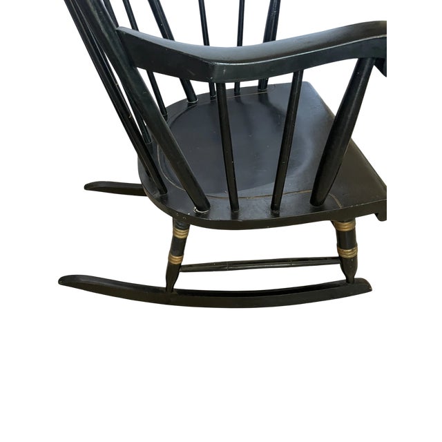 Wood Nichols & Stone Black Stencilled Windsor Rocking Chair - Vintage Mid 20th Century - Made in Massachusetts For Sale - Image 7 of 8