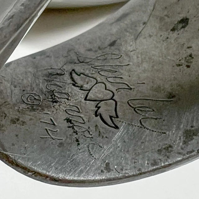 1970s Modernist Pewter Salad Serving Utensils by Shirley Charron Mid Century Mod For Sale - Image 11 of 13