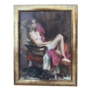 Seated Nude, Vertical by Mary Qian, Oil on Canvas C. 2005