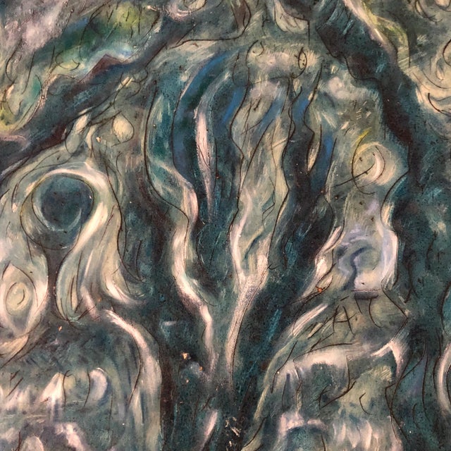 Abstract Original Vintage Peter Duncan Abstract Encaustic/Drawing Signed Painting “ Tree & Field” For Sale - Image 3 of 5