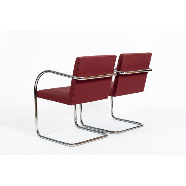 Metal Pair Mid-Century Red Brno Armchairs by Mies Van Der Rohe for Knoll, 1983 For Sale - Image 7 of 18