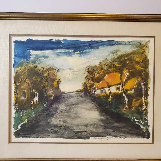 Mid 20th Century Pair of Maurice De Vlaminck Limited Edition Village Road Prints — Framed, Numbered, Vintage French Editions For Sale - Image 11 of 17