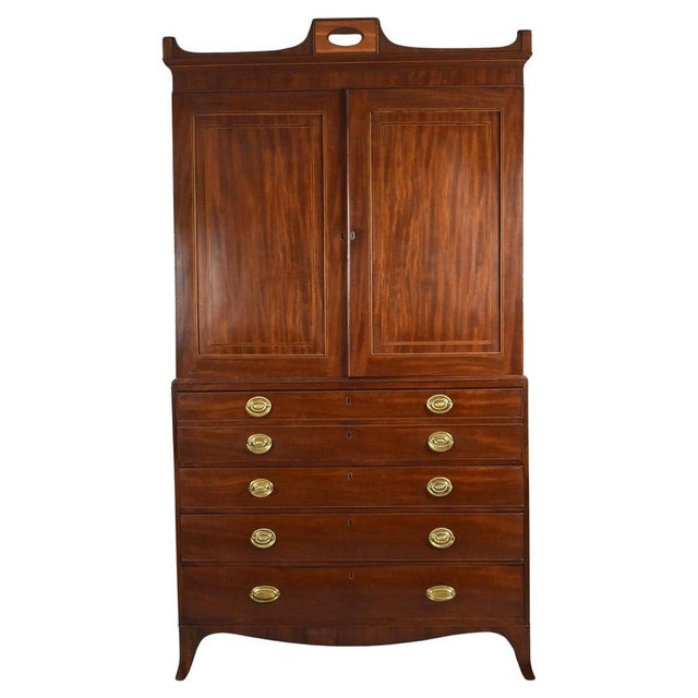Brown Antique George III Mahogany Secretaire, 1800 For Sale - Image 8 of 8