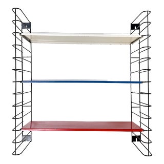 Mid-Century Modern Wall Shelf with Three Colored Metal Shelves, Netherlands, 1960s For Sale