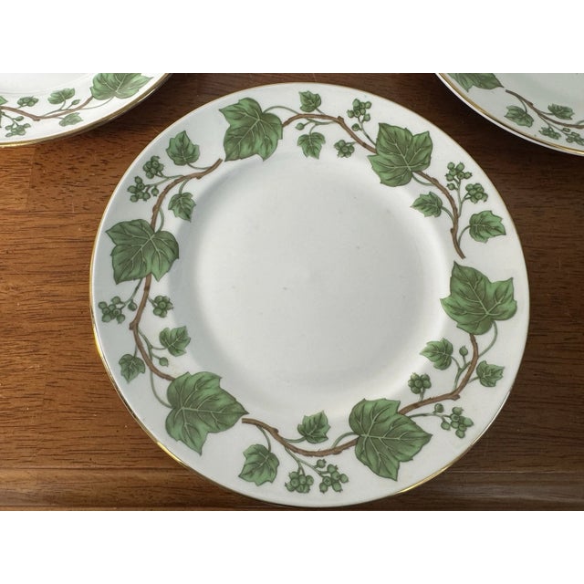 Vintage Crown Staffordshire Fine Bone China England Cup & Plates Green Ivy - Set pf 8 For Sale - Image 16 of 17