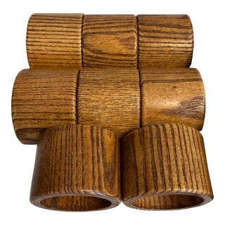 Vintage Zebra Wood Napkin Ring - Set of 8 For Sale